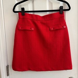 LOFT Petites Red Mini Button Flap Pocket Skirt Size Small Petite